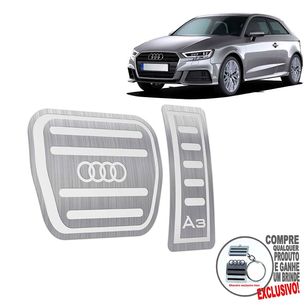 Pedaleira Automático Aço Inox Audi A3 2017 a 2021 Prata