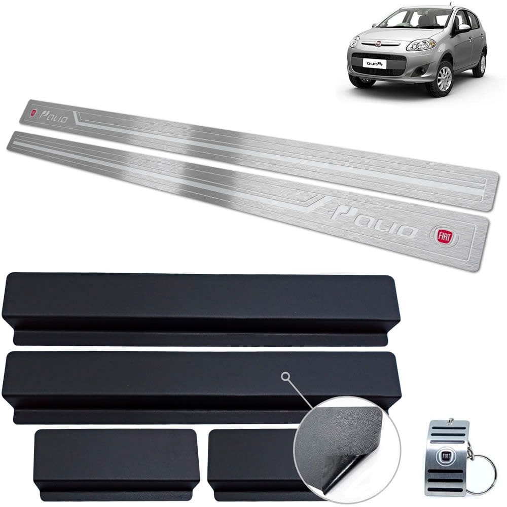 Soleira Aço Inox Fiat Palio 2012 A 2017 Prata Baixo Relevo