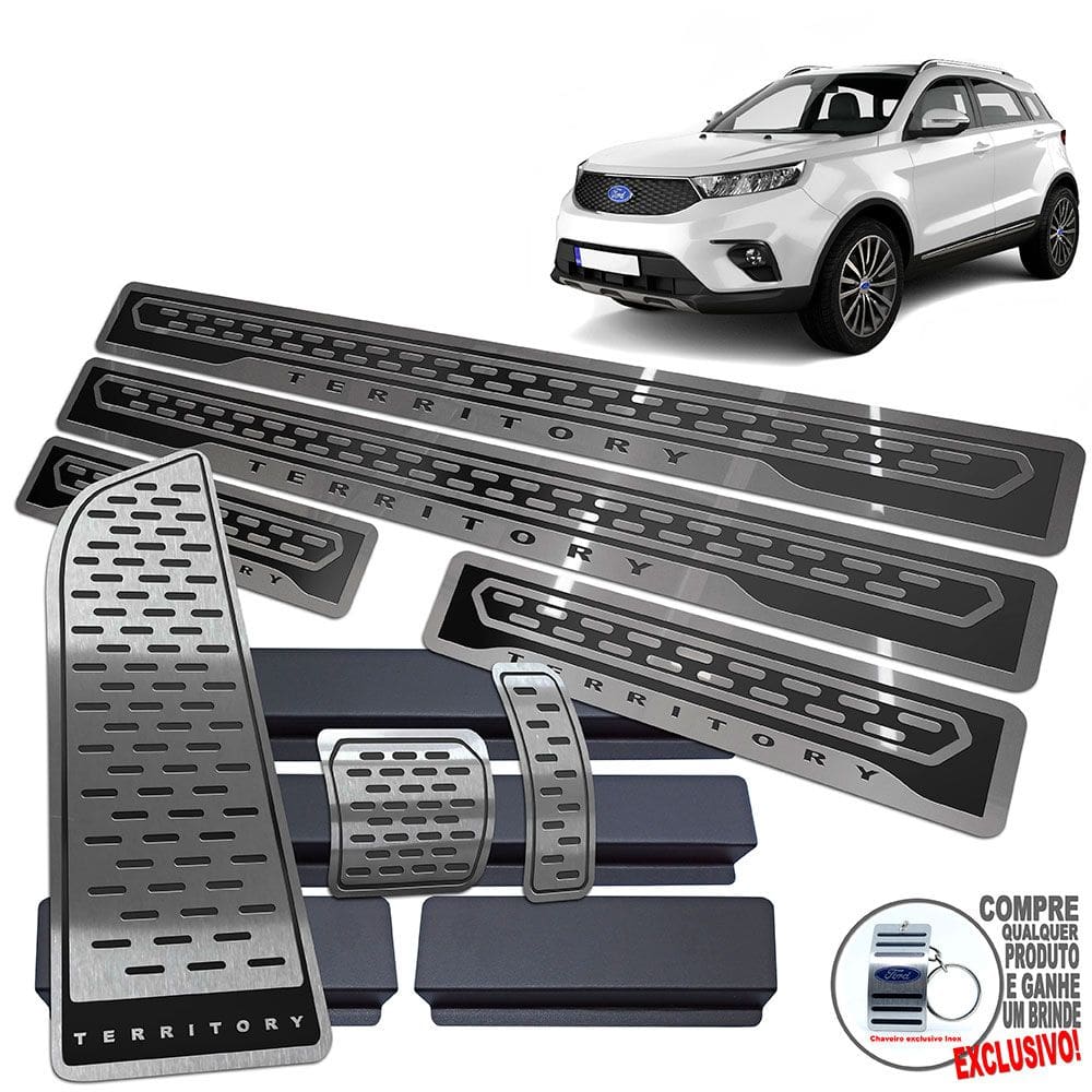 Descanso Pedaleira Soleira Preto Alto Relevo Ford Territory
