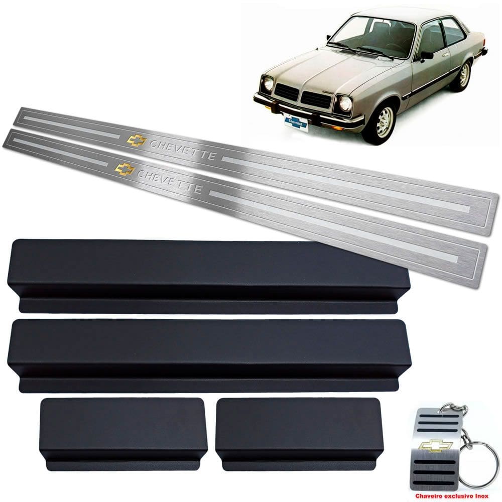 Soleira Aço Inox Chevrolet Chevette Prata Baixo Relevo