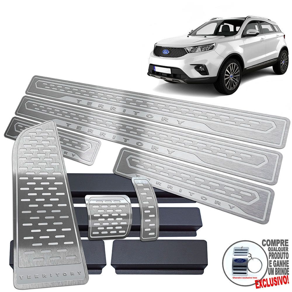 Descanso Pedaleira Soleira Prata Baixo Relevo Ford Territory