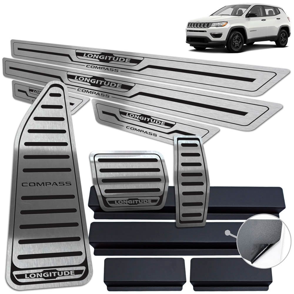 Pedaleira Soleira Descanso Preto Jeep Compass Longitude