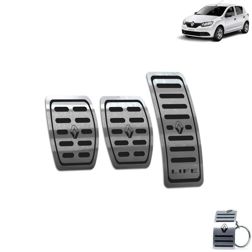 Pedaleira Manual Aço Inox Renault Sandero Life Preto
