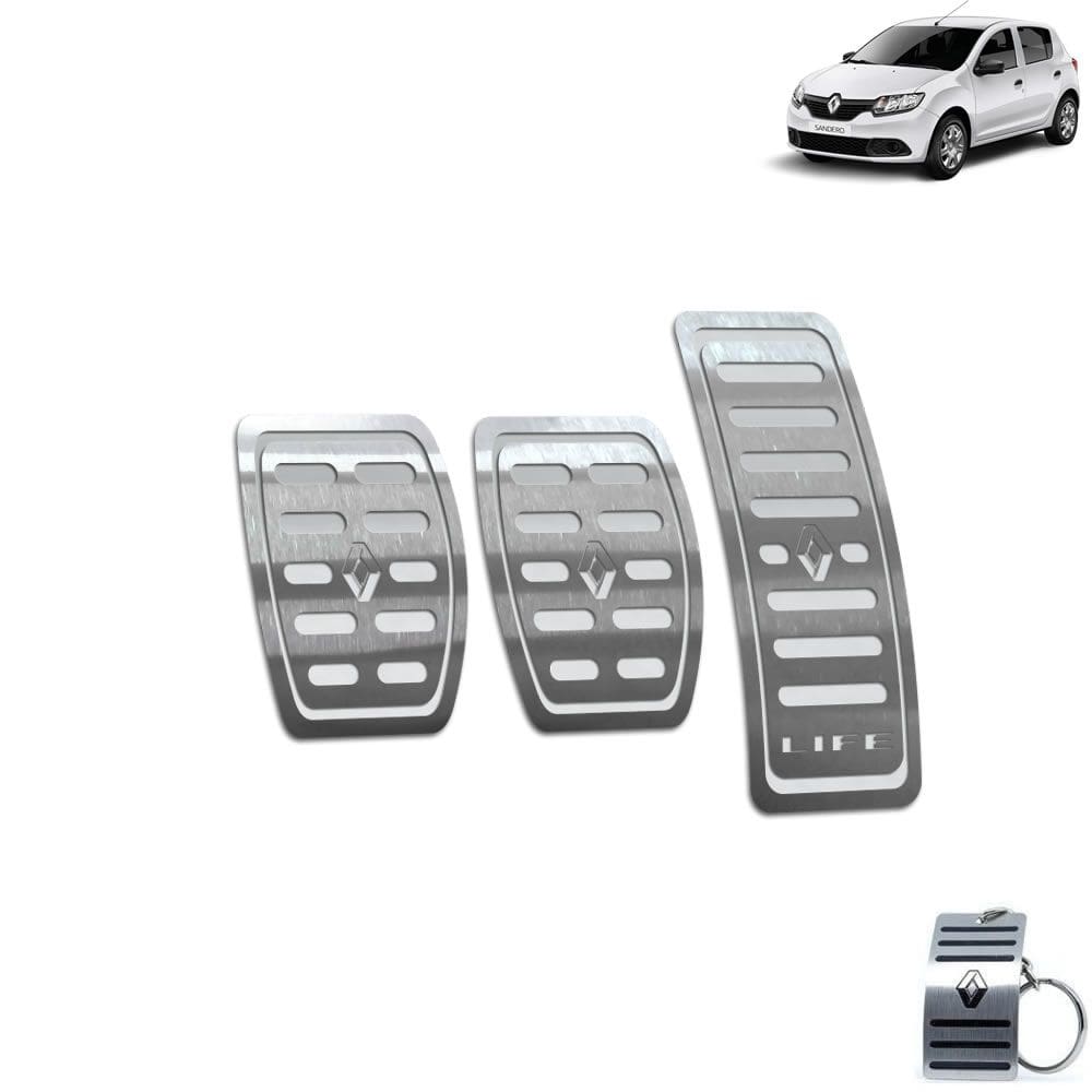 Pedaleira Manual Aço Inox Renault Sandero Life Prata