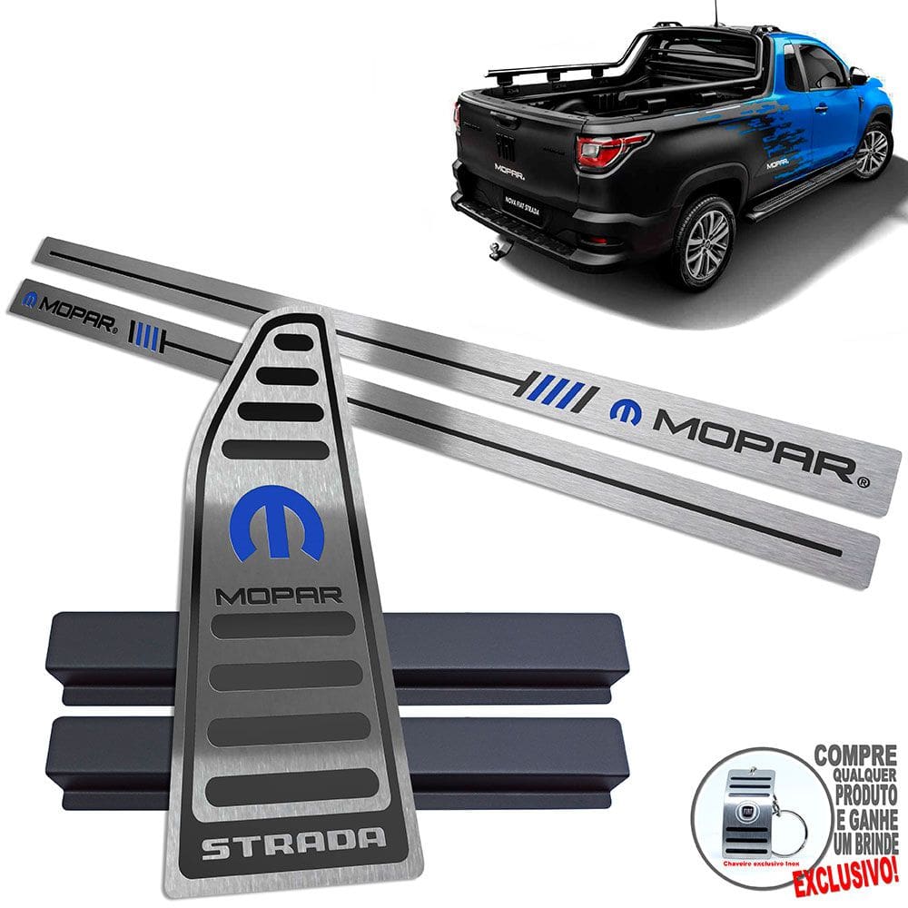 Soleira Descanso Fiat Strada Mopar Preto Baixo Relevo