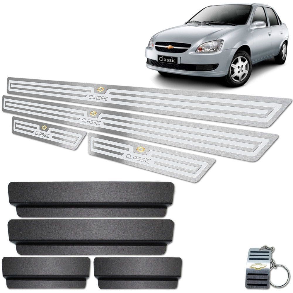 Soleira De Porta Prata Chevrolet Classic 2005 a 2016 Inox