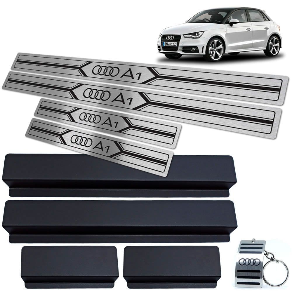 Soleiras Em Aço Inox Audi A1 2011/2018 Preto 4P Prata