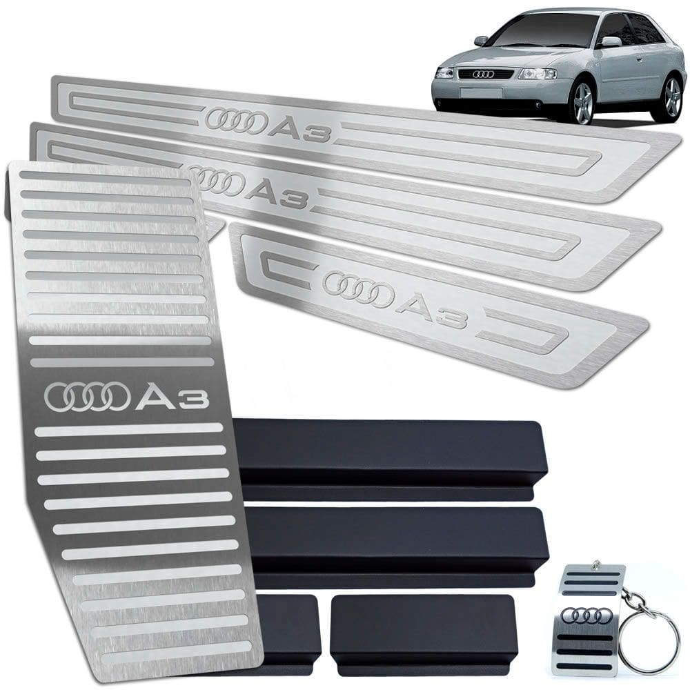 Descanso + Soleira Audi A3 1996 2006 Prata Alto Relevo