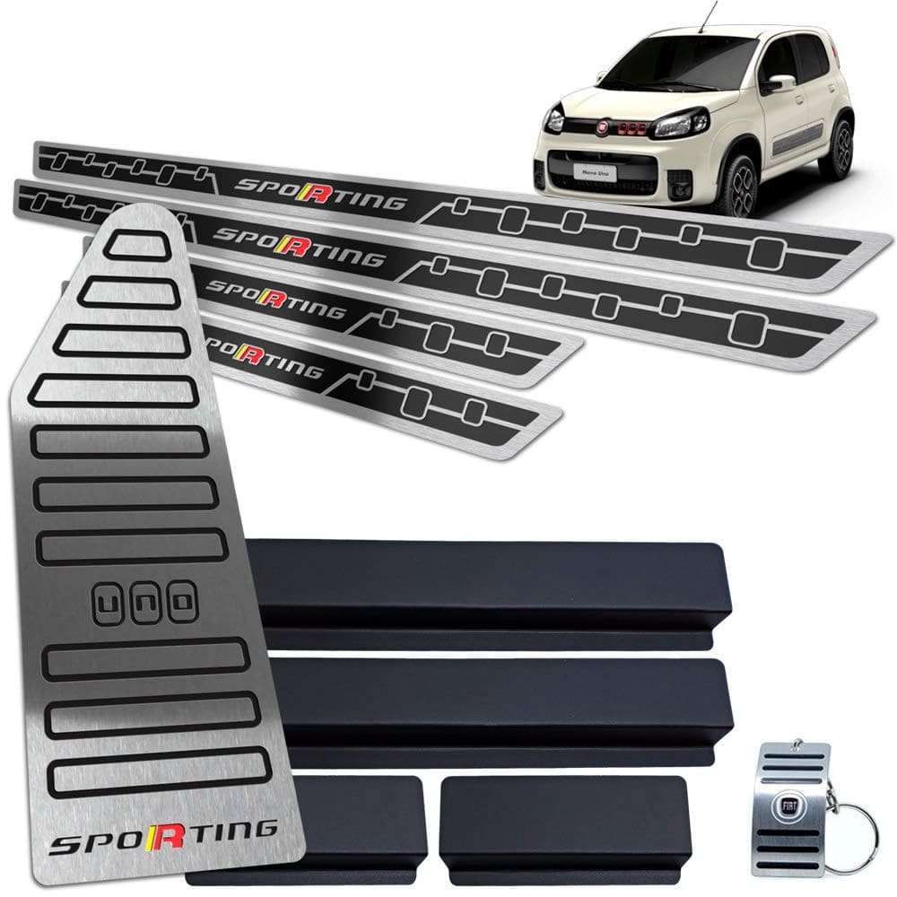 Soleiras Com Descanso Fiat Uno Sporting 2011 A 2018 Preto