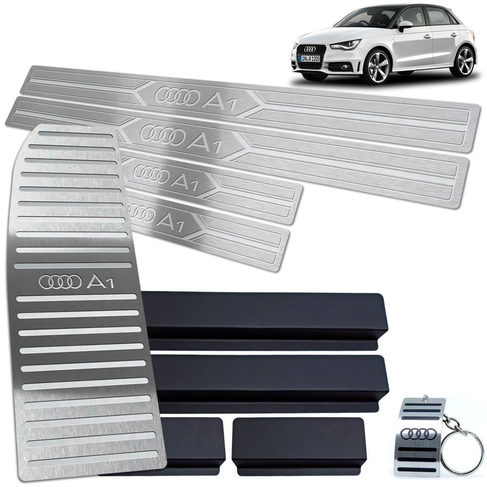 Descanso E Soleira Prata 4p Aço Inox Audi A1 2011 A 2018