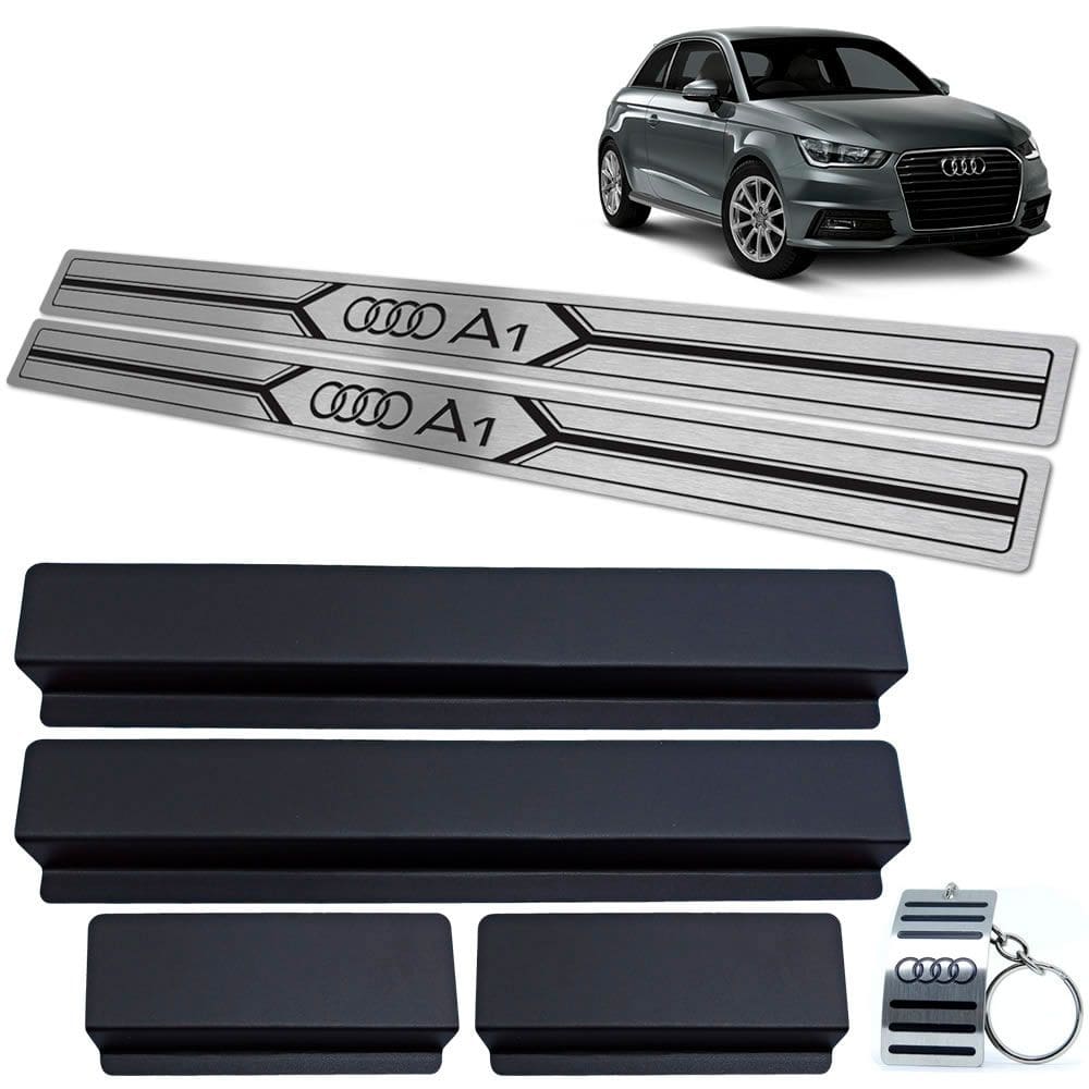 Soleiras Em Aço Inox Audi A1 2011/2018 Prata 2P Preto