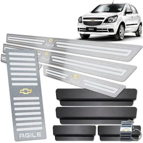 Soleira Com Descanso Chevrolet Agile Prata Baixo Relevo