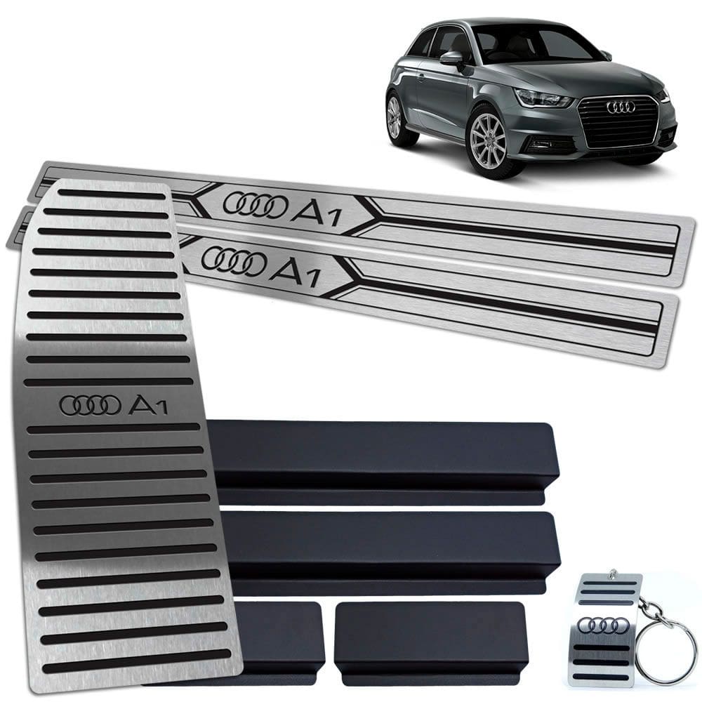 Descanso E Soleira Preto 2p Aço Inox Audi A1 2011 A 2018
