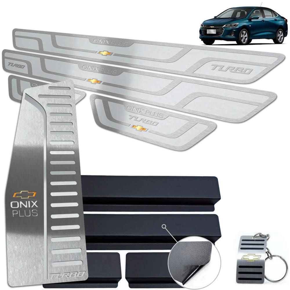 Descanso Soleira Onix Plus Turbo 2020 Prata Alto Relevo