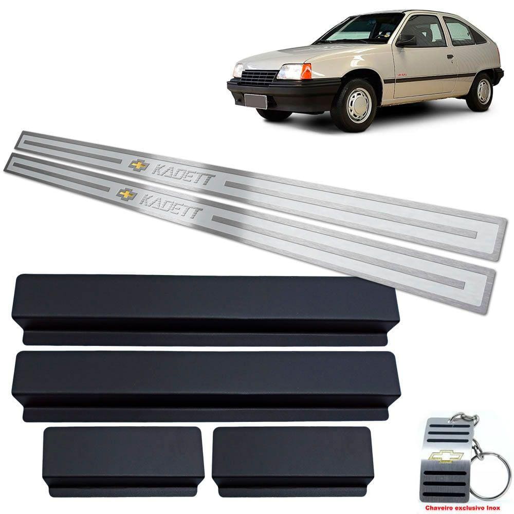 Soleira Em Aço Inox Chevrolet Kadett Prata Alto Relevo