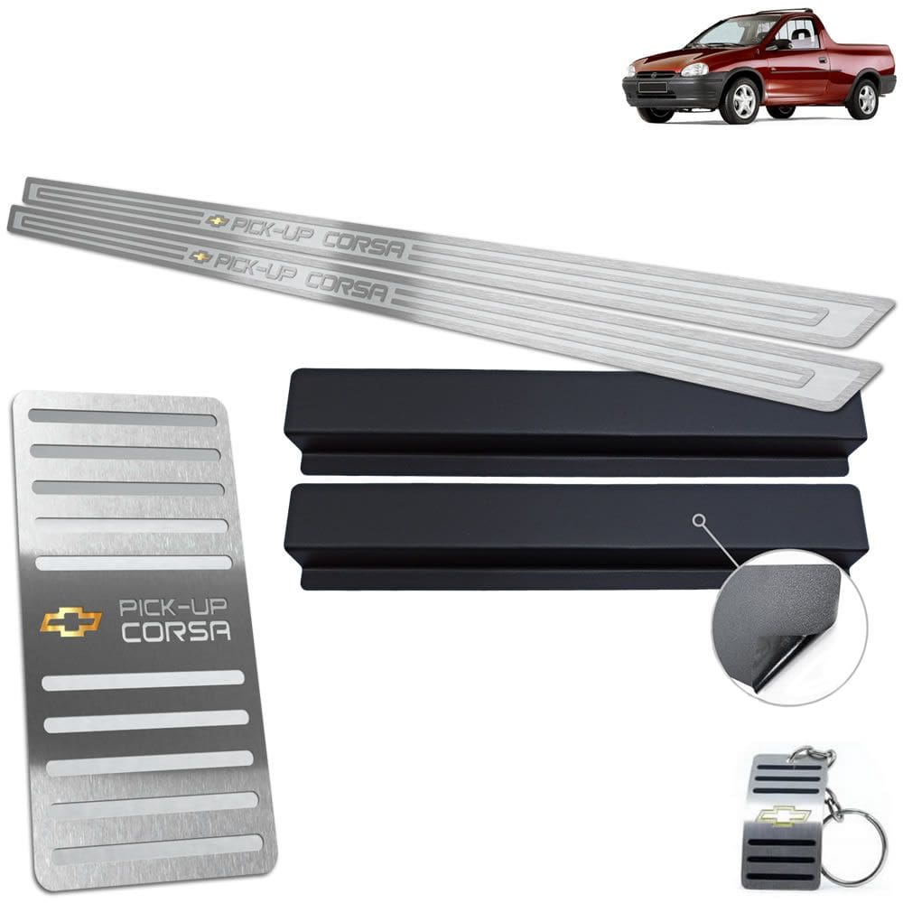 Descanso + Soleira Alto Relevo Prata Chevrolet Pick-Up Corsa