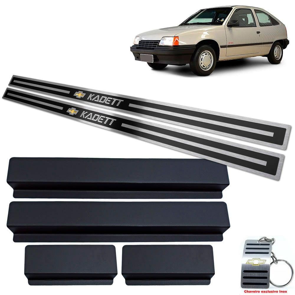 Soleira Em Aço Inox Chevrolet Kadett Preto Alto Relevo