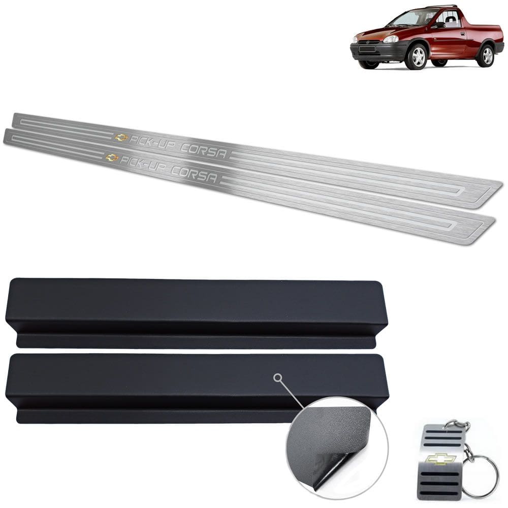 Soleira De Porta Prata Baixo Relevo Chevrolet Pick-Up Corsa