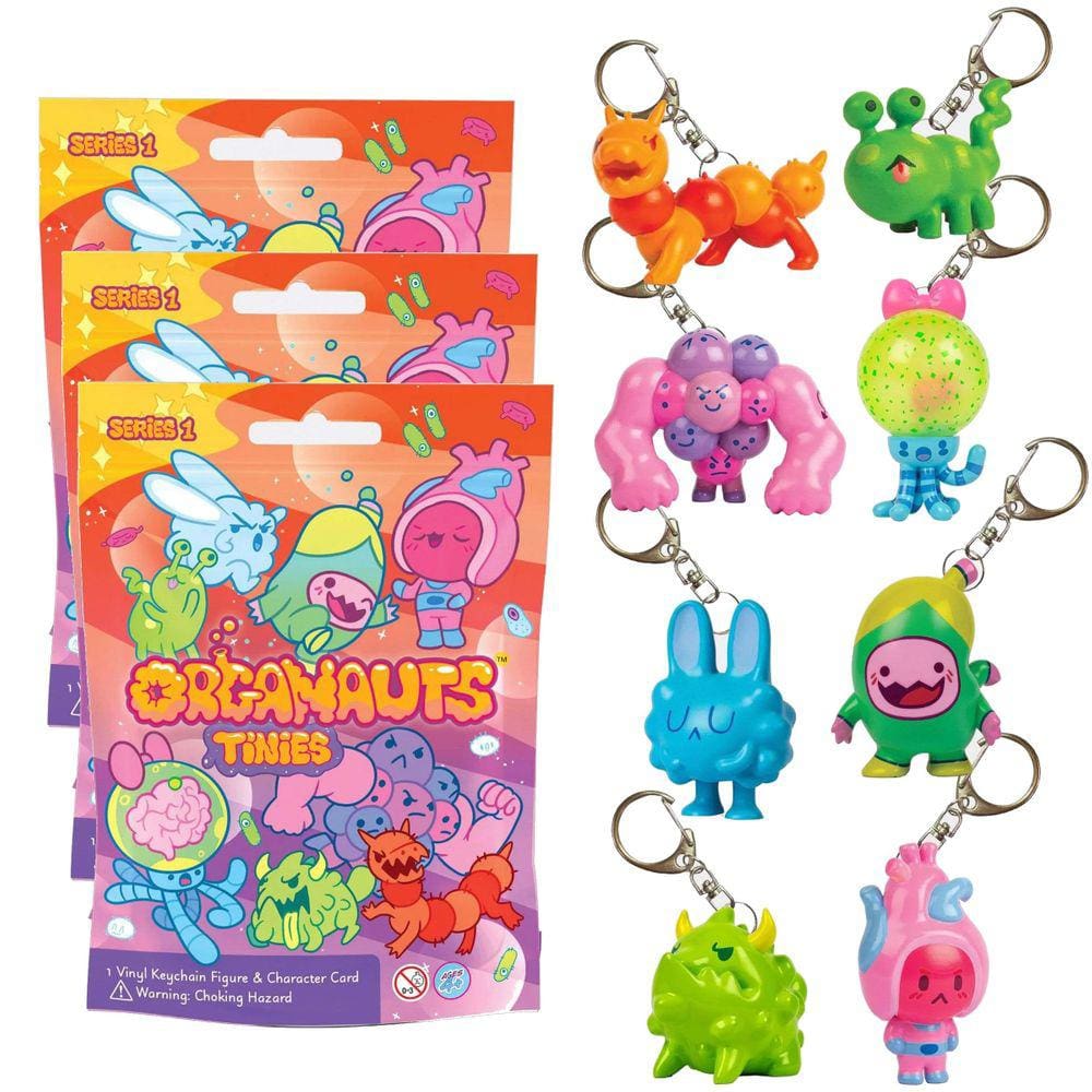 Organauts Tinies Colecionável Personagem Chaveiro 3pk Série 1