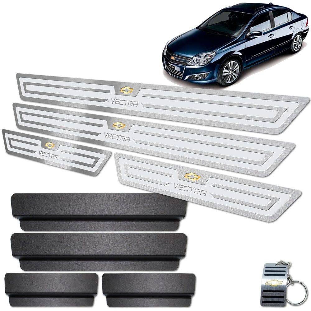 Soleira Aço Inox Vectra 2006 A 2011 Prata Alto Relevo