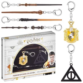 Harry Potter Varinha Chaveiro 6pk Hufflepuff Crest Deathly Set