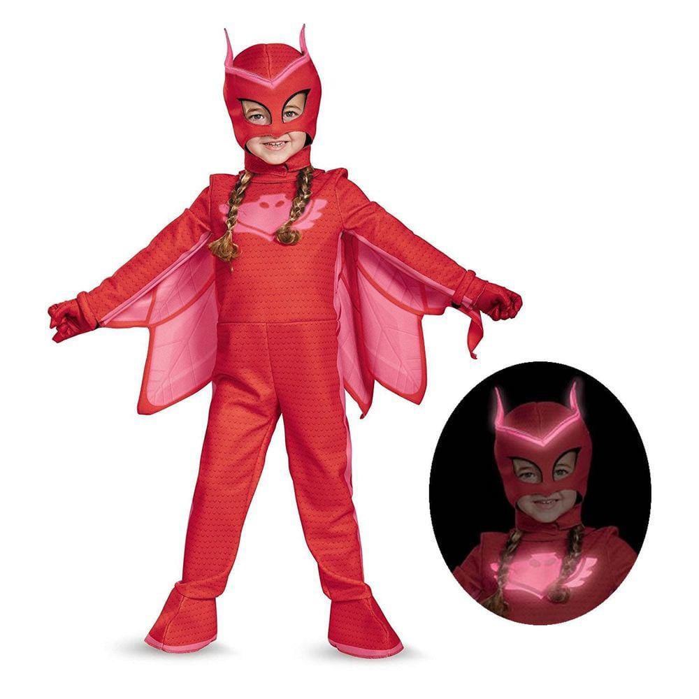 PJ Máscaras Owlette tamanho S 2T Glow-in-Dark Traje Deluxe