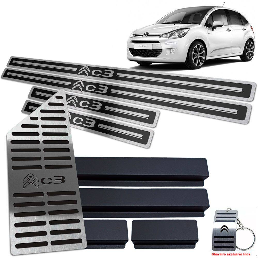 Descanso + Soleira Citroen C3 2013 A 2020 Preto Alto Relevo