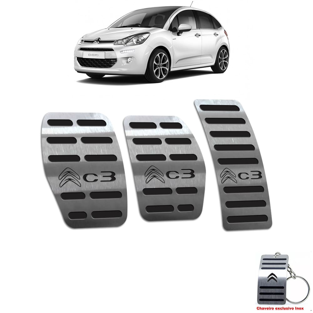 Pedaleira Manual Citroen C3 2013 Até 2020 Aço Inox Preto