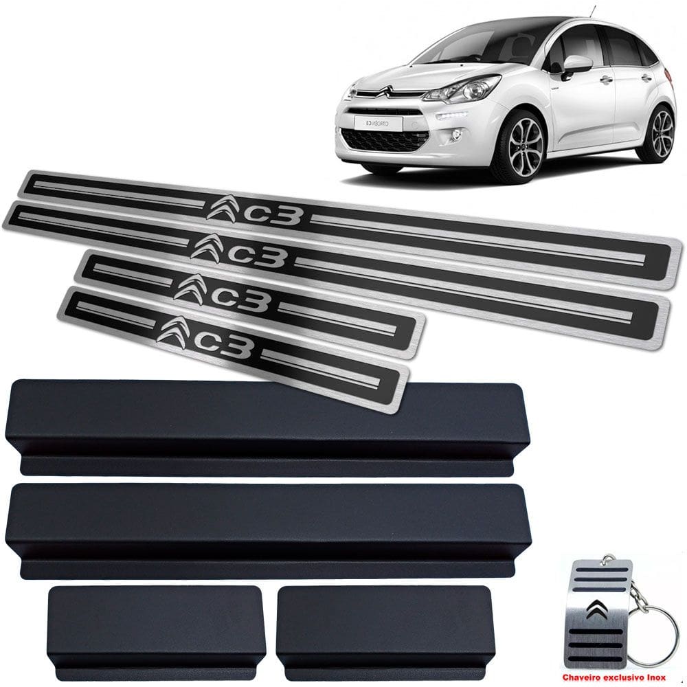 Soleira de Porta Citroen C3 2013 A 2020 Preto Alto Relevo
