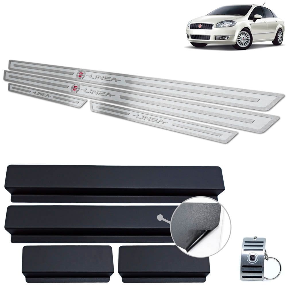 Soleira Aço Inox Fiat Linea 2009 A 2016 Prata Alto Relevo