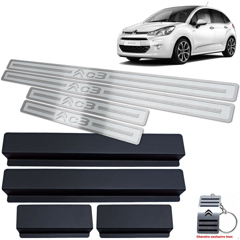 Soleira de Porta Citroen C3 2013 A 2020 Prata Alto Relevo