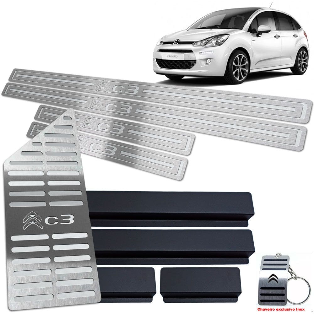 Descanso + Soleira Citroen C3 2013 A 2020 Prata Baixo Relevo
