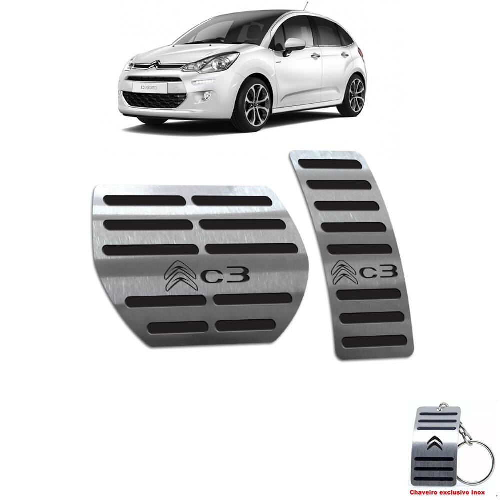 Pedaleira Automático Citroen C3 2013 Até 2020 Aço Inox Preto