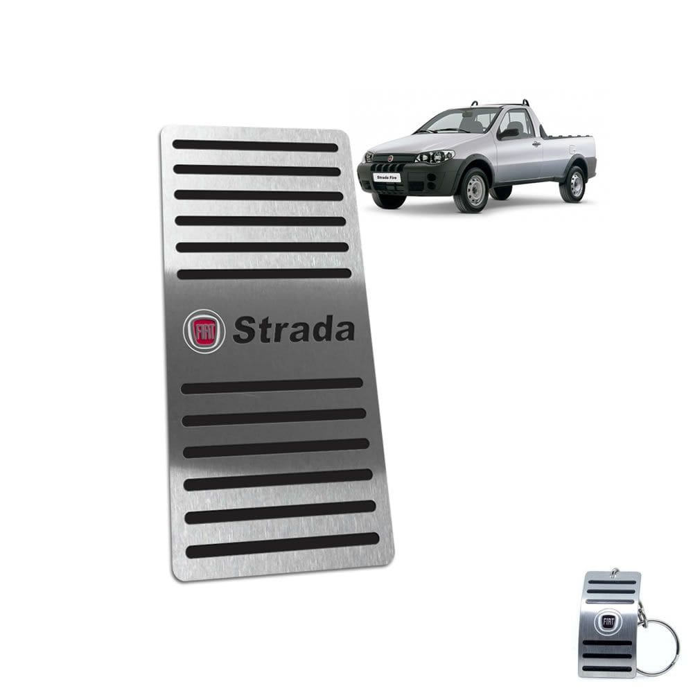 Descanso de Pé Fiat Strada 2000 A 2008 Aço Inox Preto