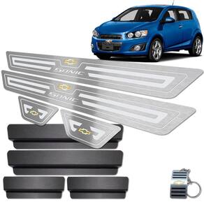 Soleira Em Aço Inox Sonic 2012/2014 Prata Baixo Relevo