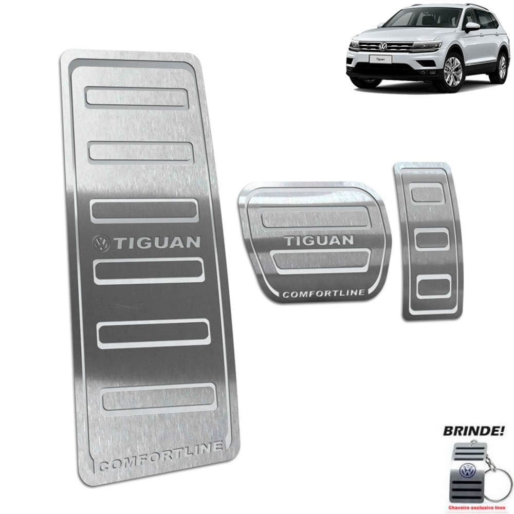 Pedaleira + Descanso Tiguan Comfortline 2018 A 2020 Prata