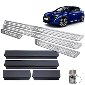 Soleira Aço Inox Peugeot 208 2021 Prata Alto Relevo