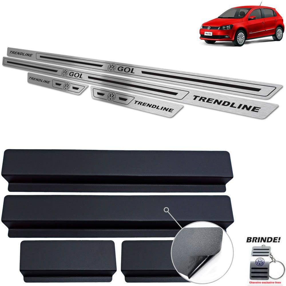 Soleira Volkswagen Gol Trendline G6 G7 Preto Baixo Relevo