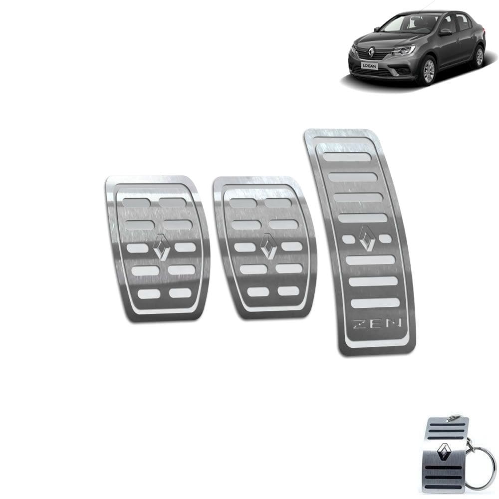 Pedaleira Manual Aço Inox Renault Logan Zen Prata