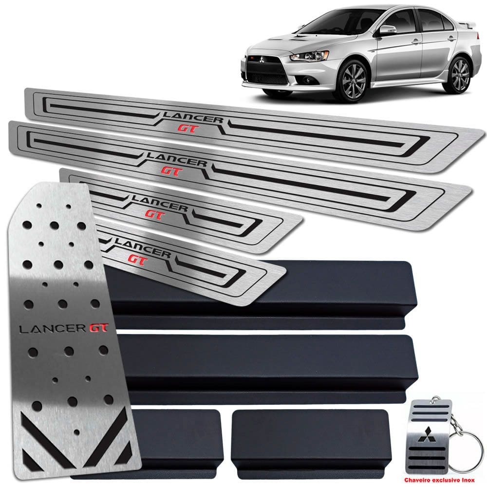 Descanso + Soleira Lancer Gt 2012 A 2019 Preto Baixo Relevo