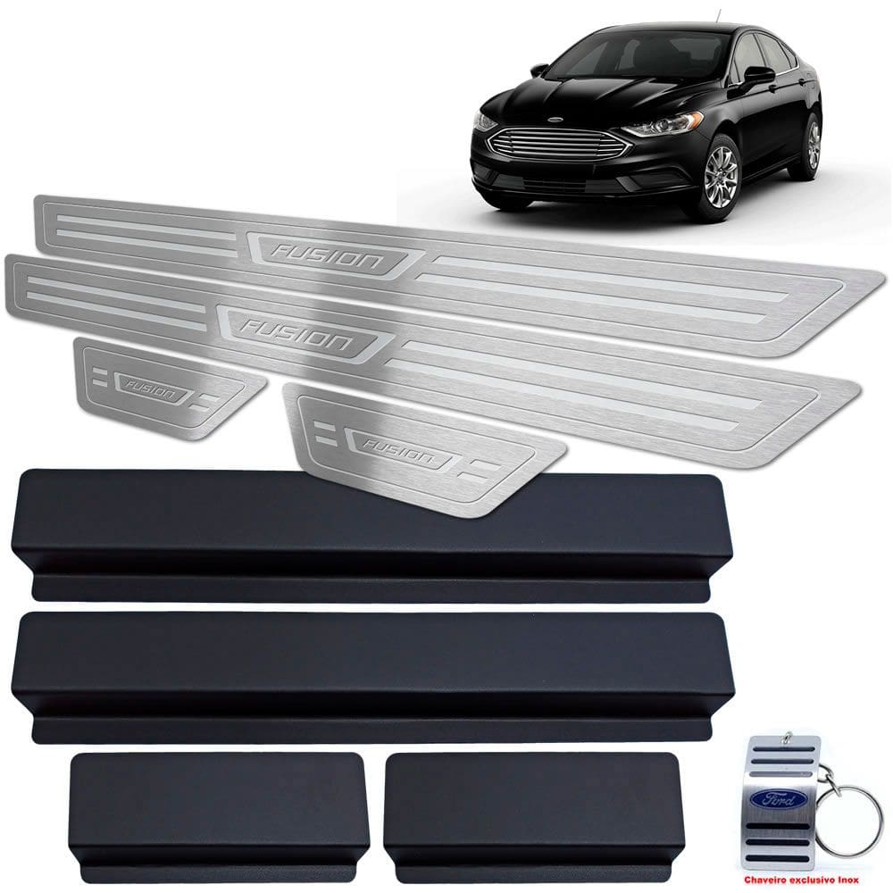 Soleira Aço Inox Ford Fusion 2018 2019 Prata Baixo Relevo