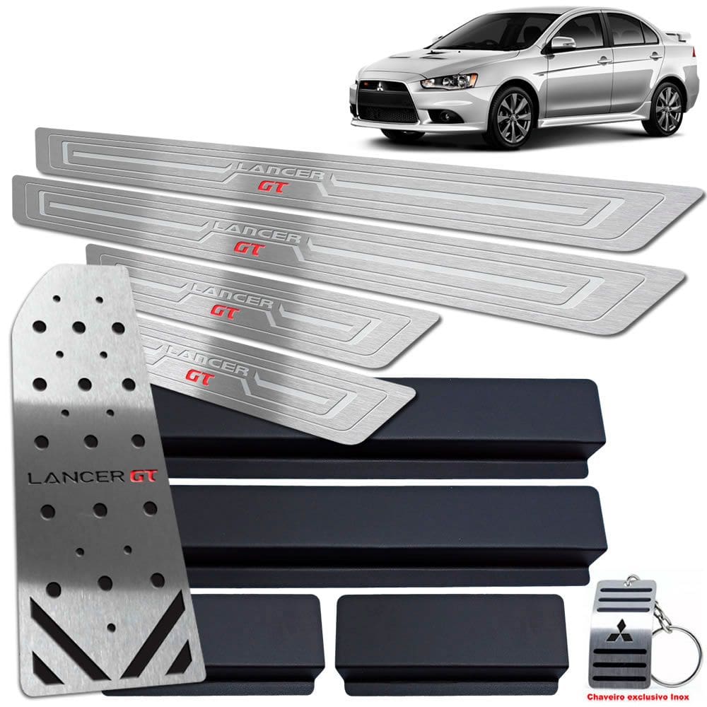 Descanso + Soleira Lancer Gt 2012 A 2019 Prata Baixo Relevo