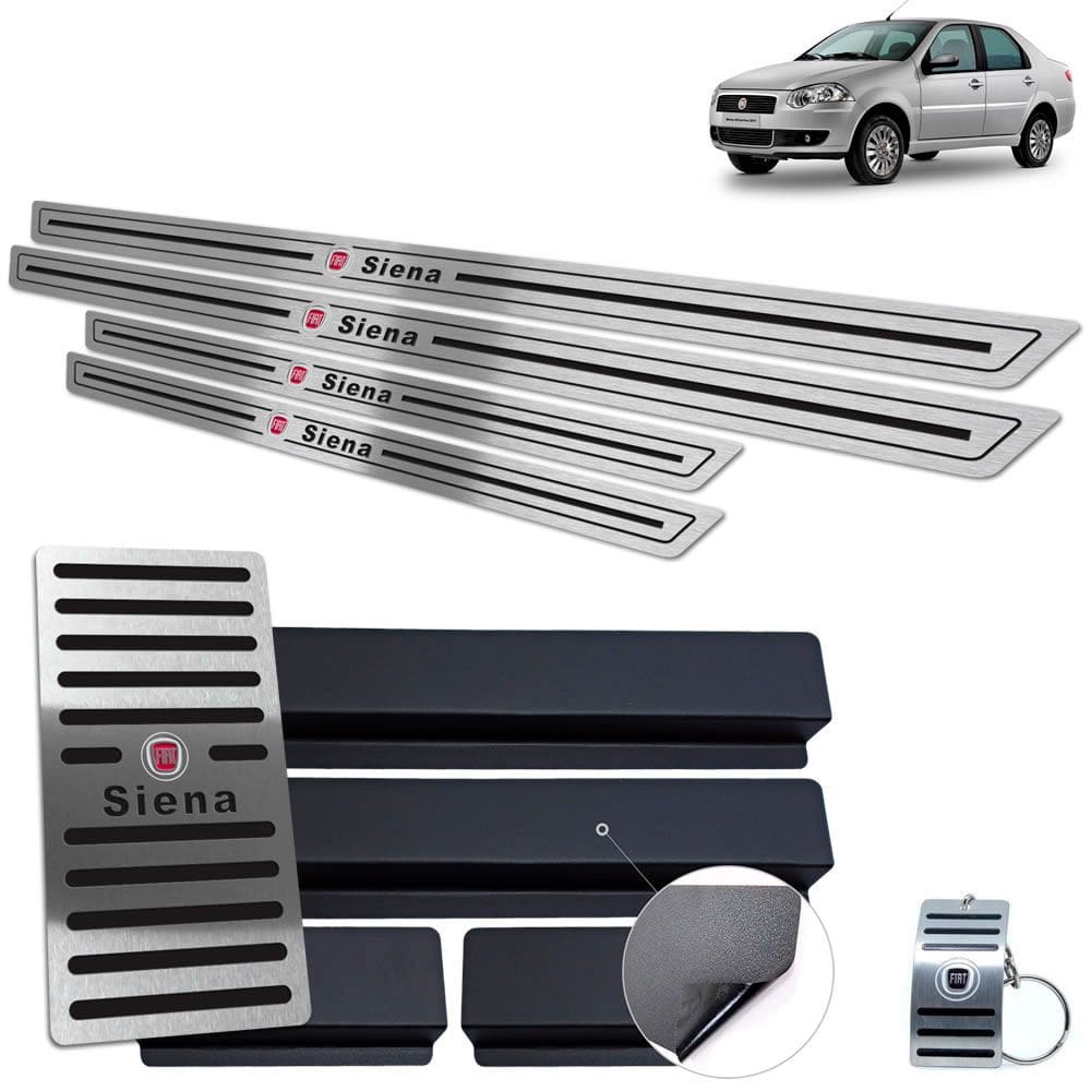 Soleira Descanso Fiat Siena 1997 A 2012 Preto Aço Inox