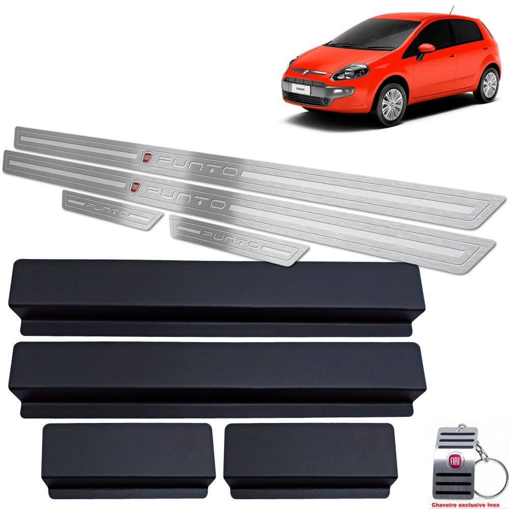 Soleira Aço Inox Fiat Punto 2013 A 2017 Prata Baixo Relevo