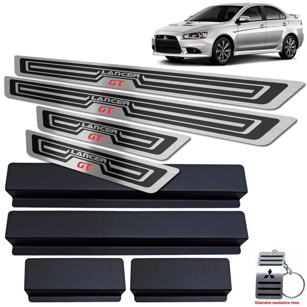 Soleira Mitsubishi Lancer Gt 2012 A 2019 Preto Alto Relevo