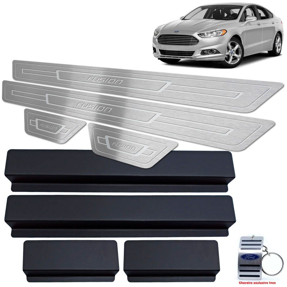 Soleira Aço Inox Ford Fusion 2013 A 2017 Prata Baixo Relevo