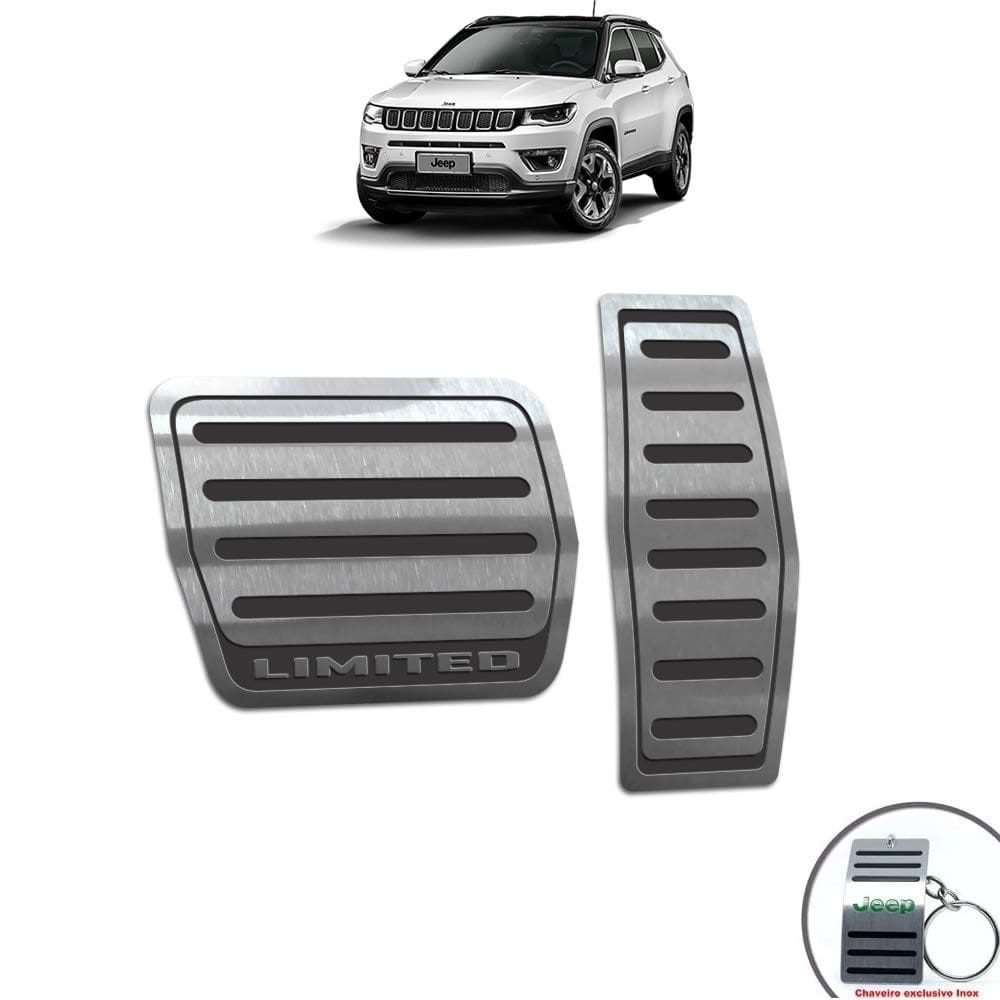 Pedaleira Automático Aço Inox Jeep Compass Limited Preto