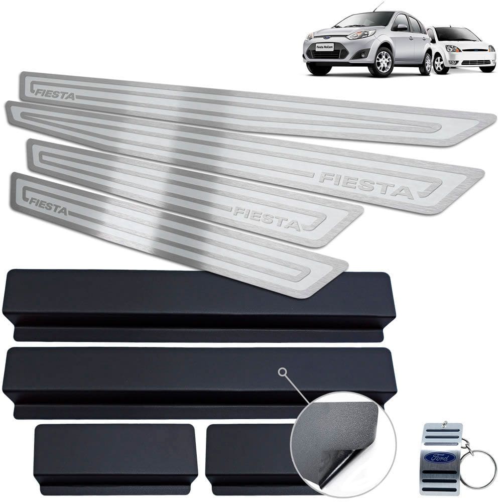 Soleira + Vinil Ford Fiesta 2007 A 2014 Prata Alto Relevo
