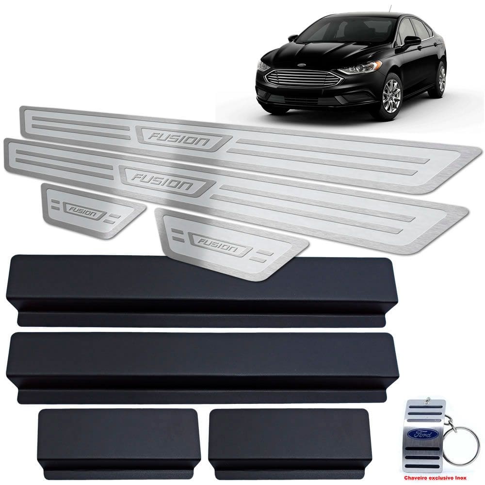 Soleira Aço Inox Ford Fusion 2018 2019 Prata Alto Relevo