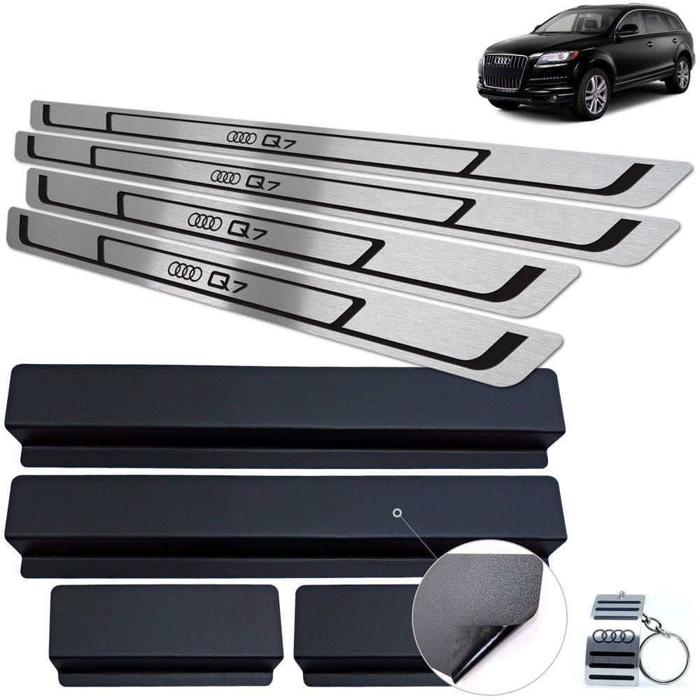 Soleira Inox Audi Q7 2016 A 2019 Preto Baixo Relevo